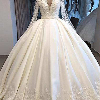  A Line Wedding Dress Ivory Satin S..
