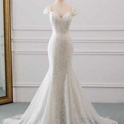 cap sleeve style lace wedding dress 2021 wedding Vestido de noiva Mermaid wedding dresses