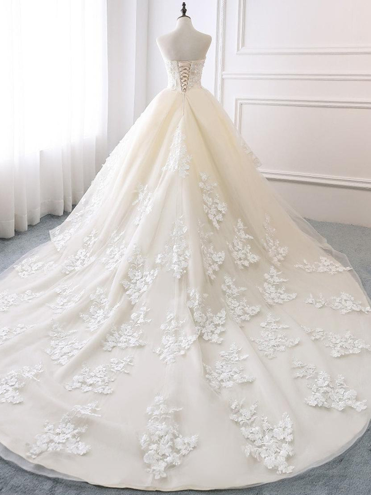 Wedding Dress Champagne Wedding Dress Unique Wedding Gown Lace Wedding ...