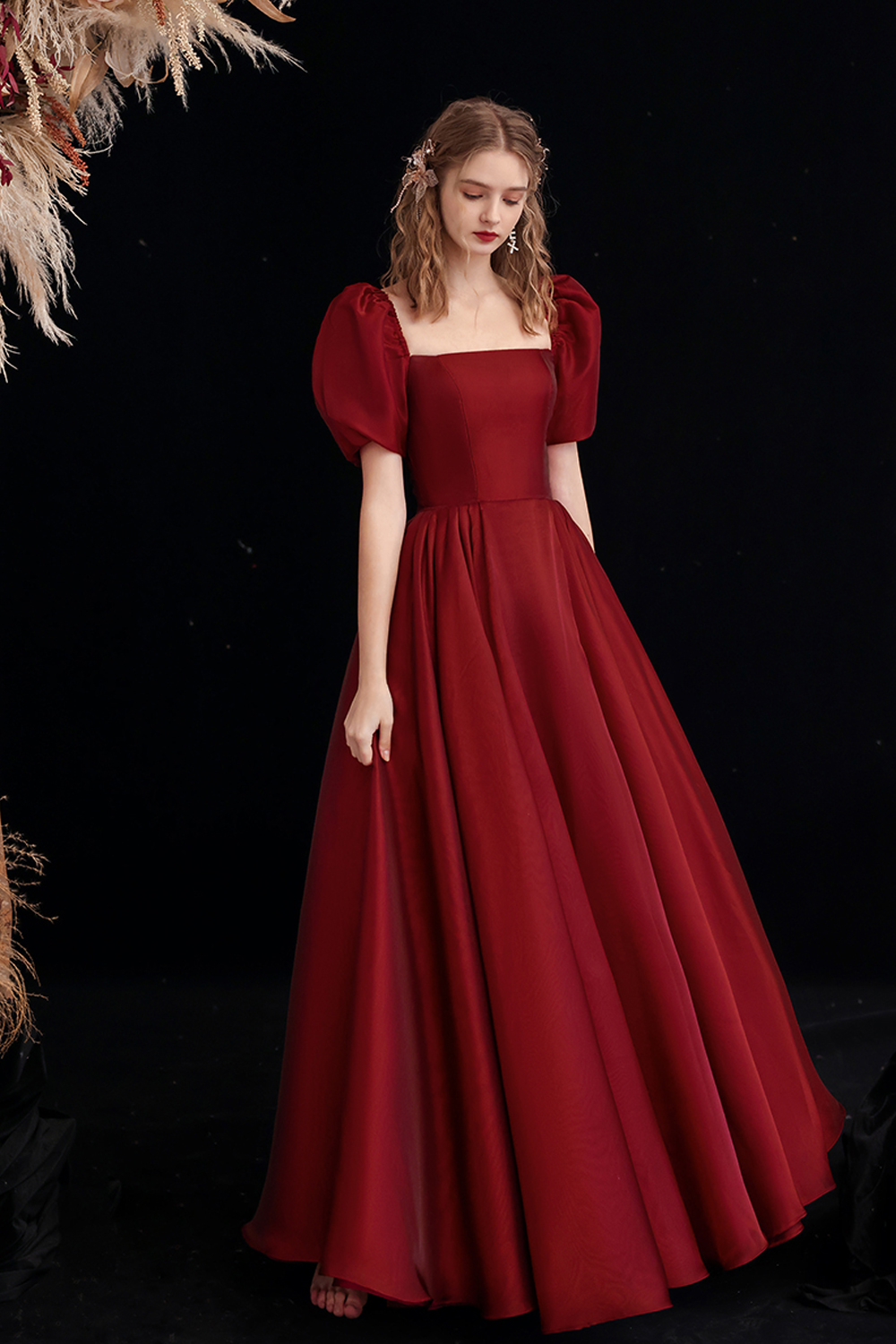 Elegant Wine Red Evening Dress on Luulla