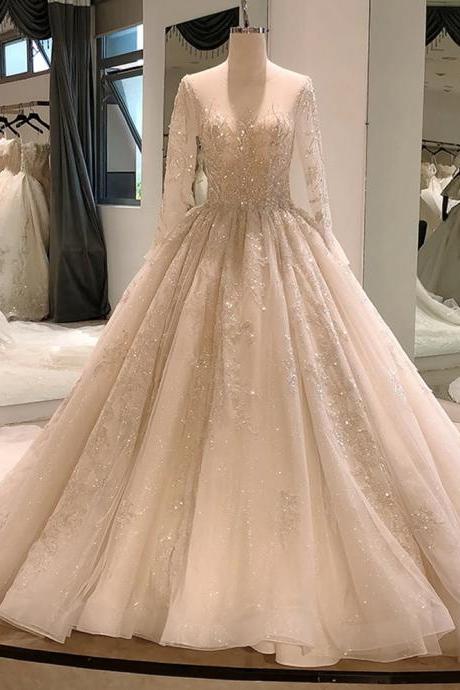  vintage elegant long sleeve beaded sequin sexy backless luxury royal celebrity robe wedding dresses
