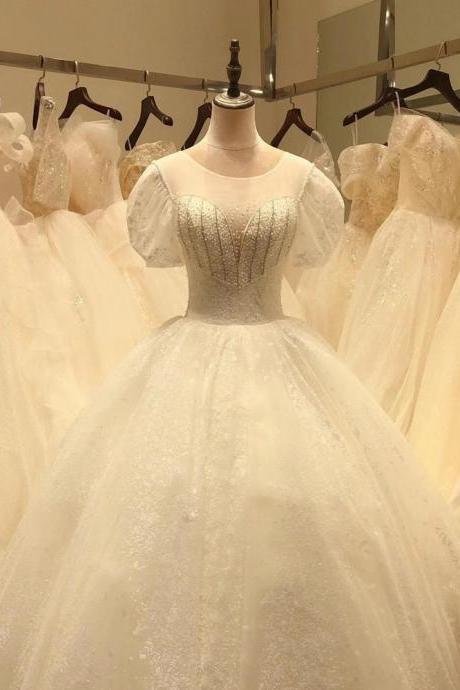  poet2021 white lace ball gown wedding dresses customized good quality V neck short sleeve simple fashion design bridal beautiful wed skirt