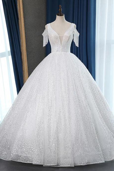 Beads Sleeve Vestido De Noiva Squeins Lace Wedding Dresse 2020 Plus Size Customized Wedding Gowns Bridal Dress