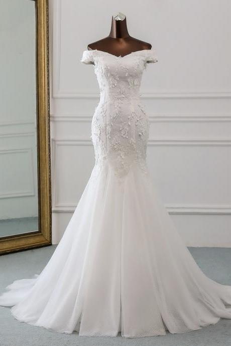 New style beautiful three-dimensional flower lace wedding dress 2021 Vestido de noiva Mermaid dress 
