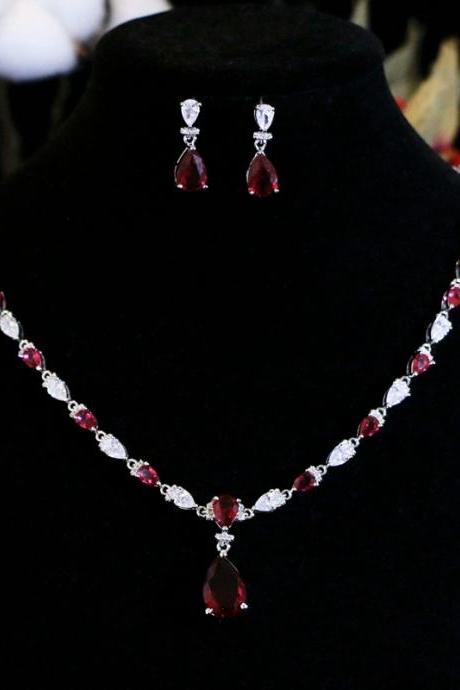 Luxury diamond necklace drop earrings clavicle pendant bridal accessories wild