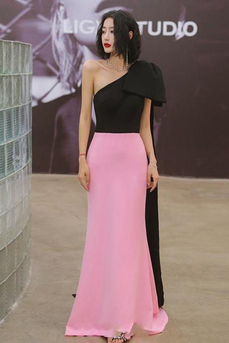 Two Tone Black Candy Pink Evening Dresses