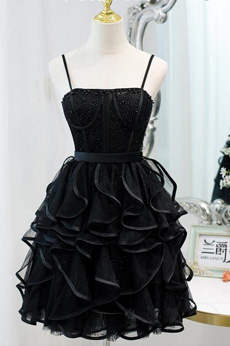 Black short light extravagant evening dress
