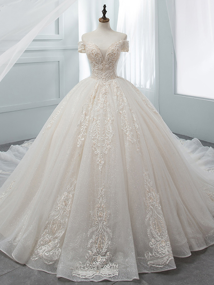 Luxury Sweetheart Lace Ball Gown Wedding Dress 2020 Chapel Train ...