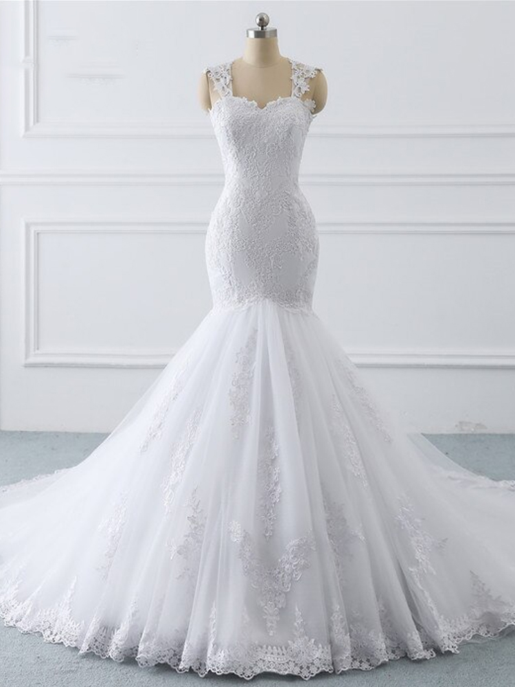 Mermaid Wedding Dress 2021 Keyhole Back Long Robe De Mariee Lace ...