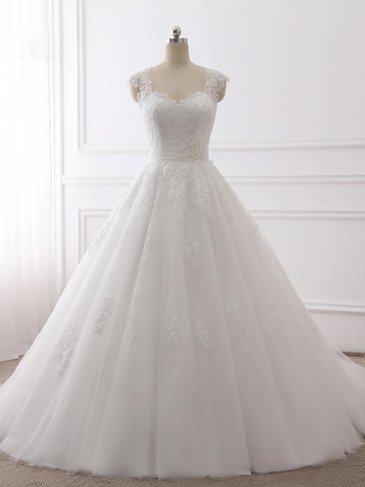 2021Ball Gown Wedding Dresses Pearls Lace Appliques Bridal Gowns ...