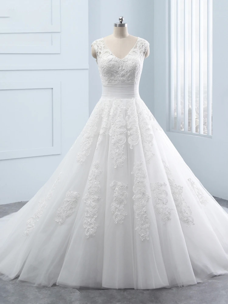 Appliques Ball Gown Wedding Dress Custom Made Princess Lace Robe De ...