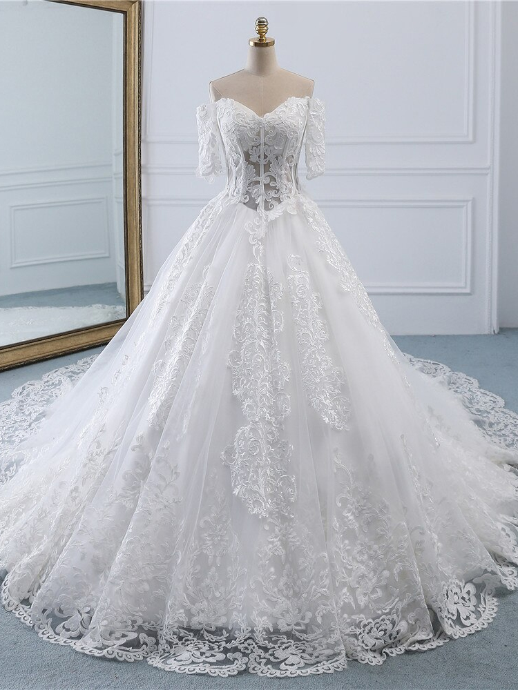 Luxury Lace Vestidos De Novia Ball Gown Wedding Dress 2020 Long Train ...