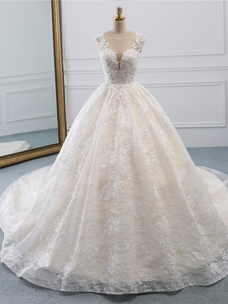 Luxury Lace Vestidos De Novia Ball Gown Wedding Dress 2020 Long Train ...