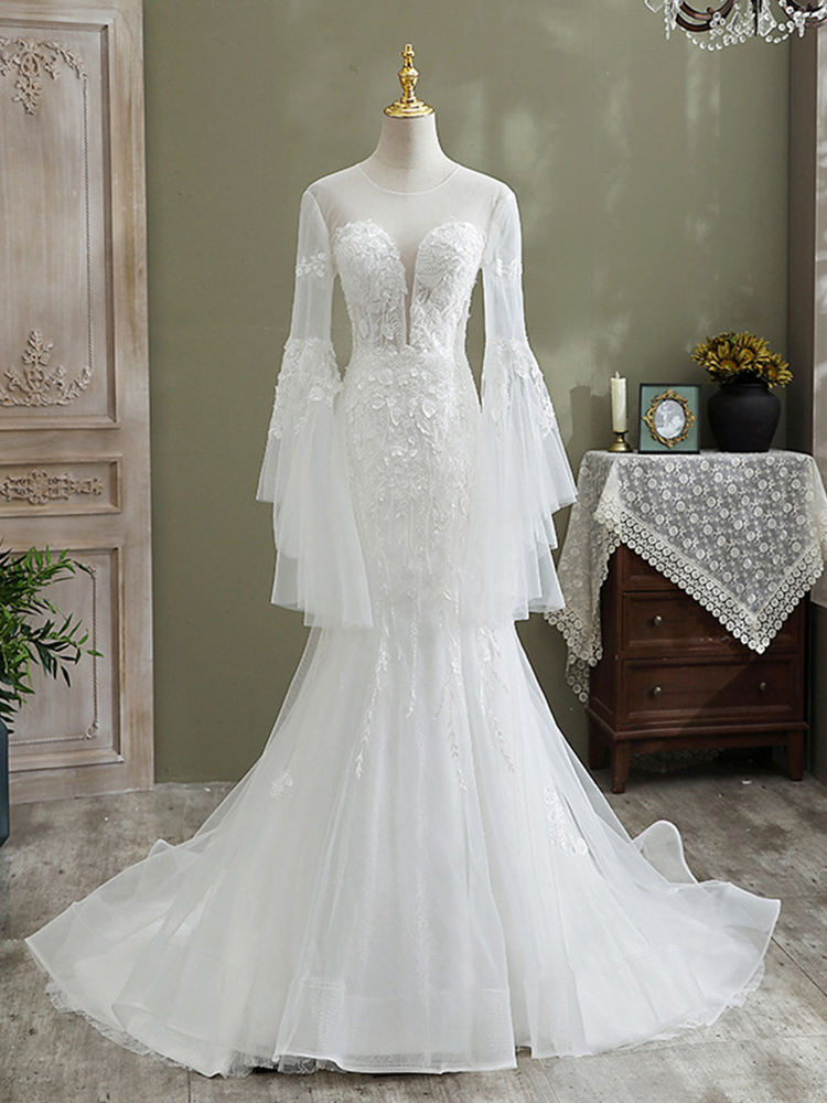 Lace Long-sleeved Mermaid Wedding Dress on Luulla