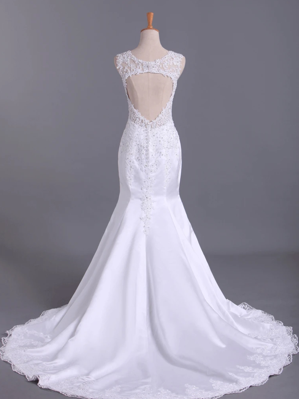 Mermaid V Neck Lace With Applique Court Train Wedding Dresses main image 1