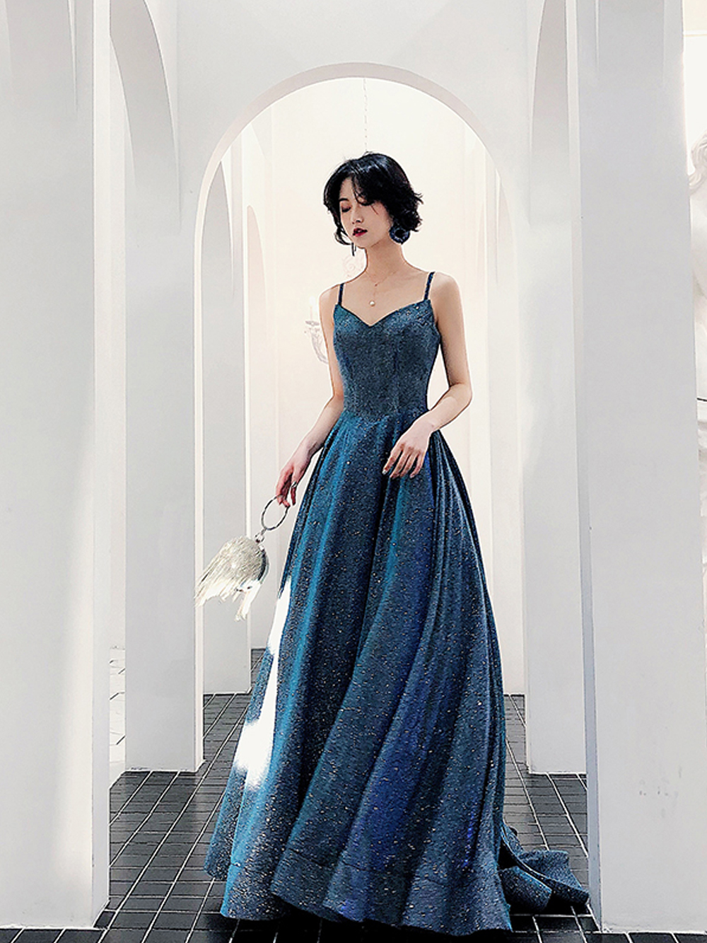 Slim Peacock Blue Evening Dress on Luulla